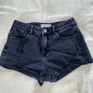 Black Ripped Denim Shorts